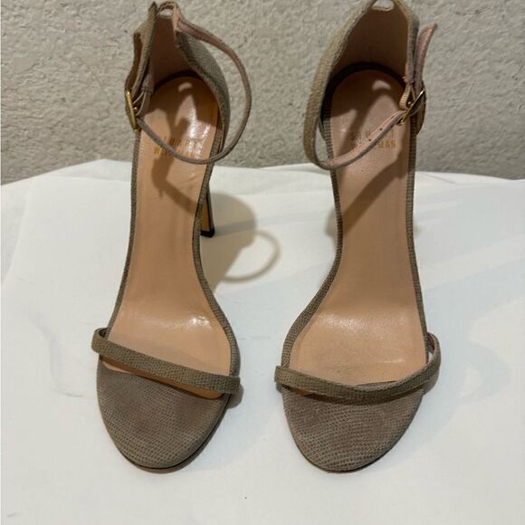 Stuart Weitzman Nudist Heel size 8 snake print accent - Picture 1 of 15